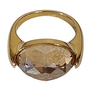 Swarovski Vanilla Ring in Golden Shadow Crystal Gold Plated Good Cond - 6 (52)